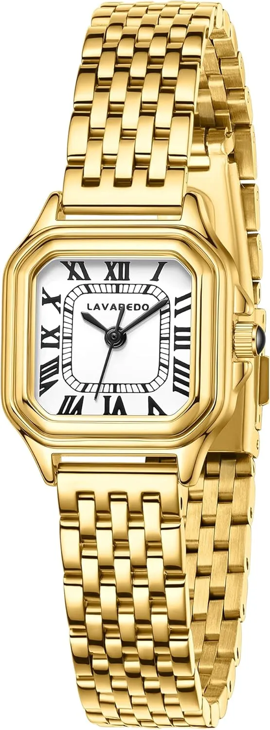 Watches for Women, Vintage Roman Numeral Dial Rectangular Case Small Ladies Watches, Dainty Casual Stainless Steel Quartz Waterproof Watches with Adjustable Tools, Gifts for Women