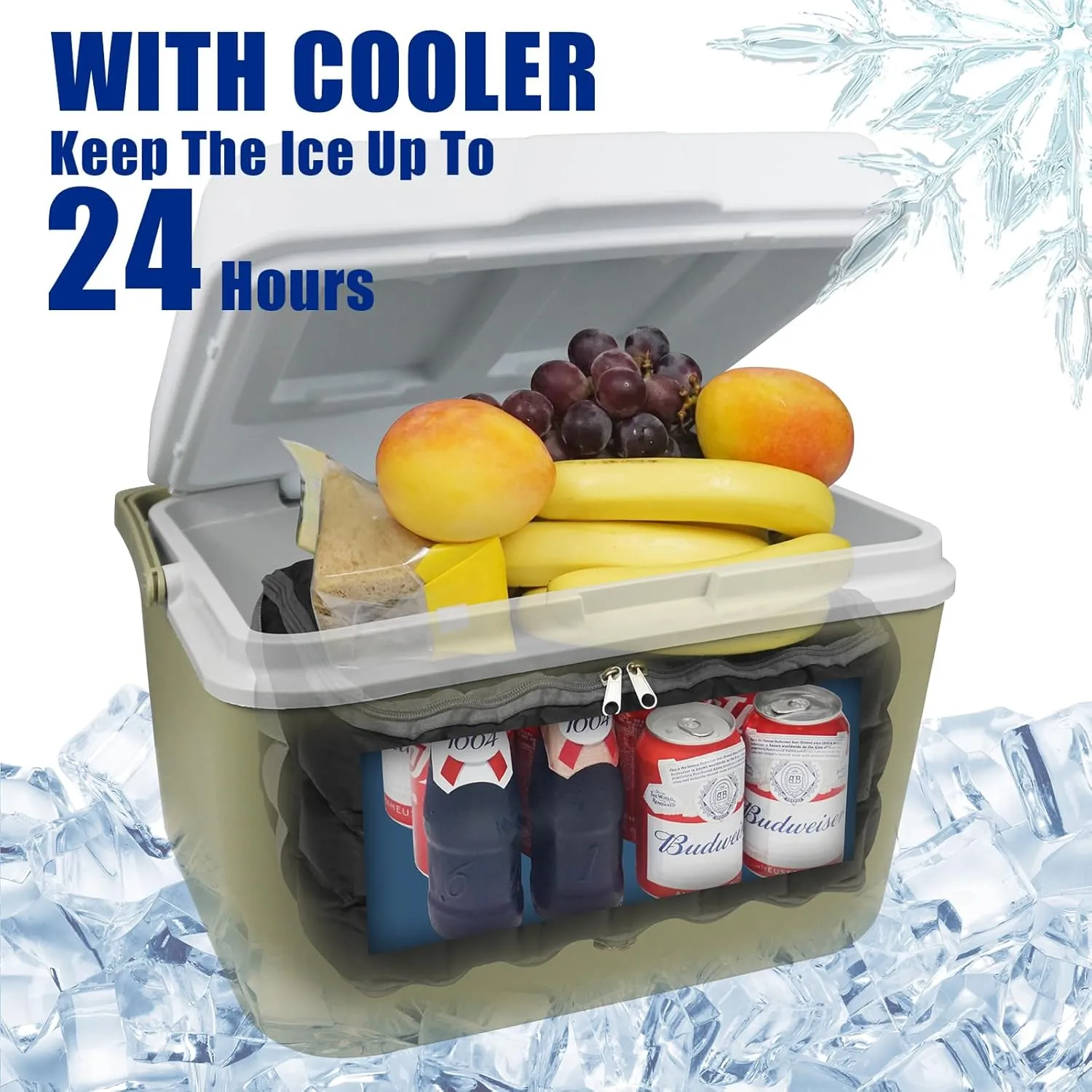 Water-Activated Freezable Cooler Bag, Reusable Super Absorbent Ice Pack for Long-Lasting Cold Storage, Camping, Groceries & First Aid (Non-Gel Eco-Friendly)