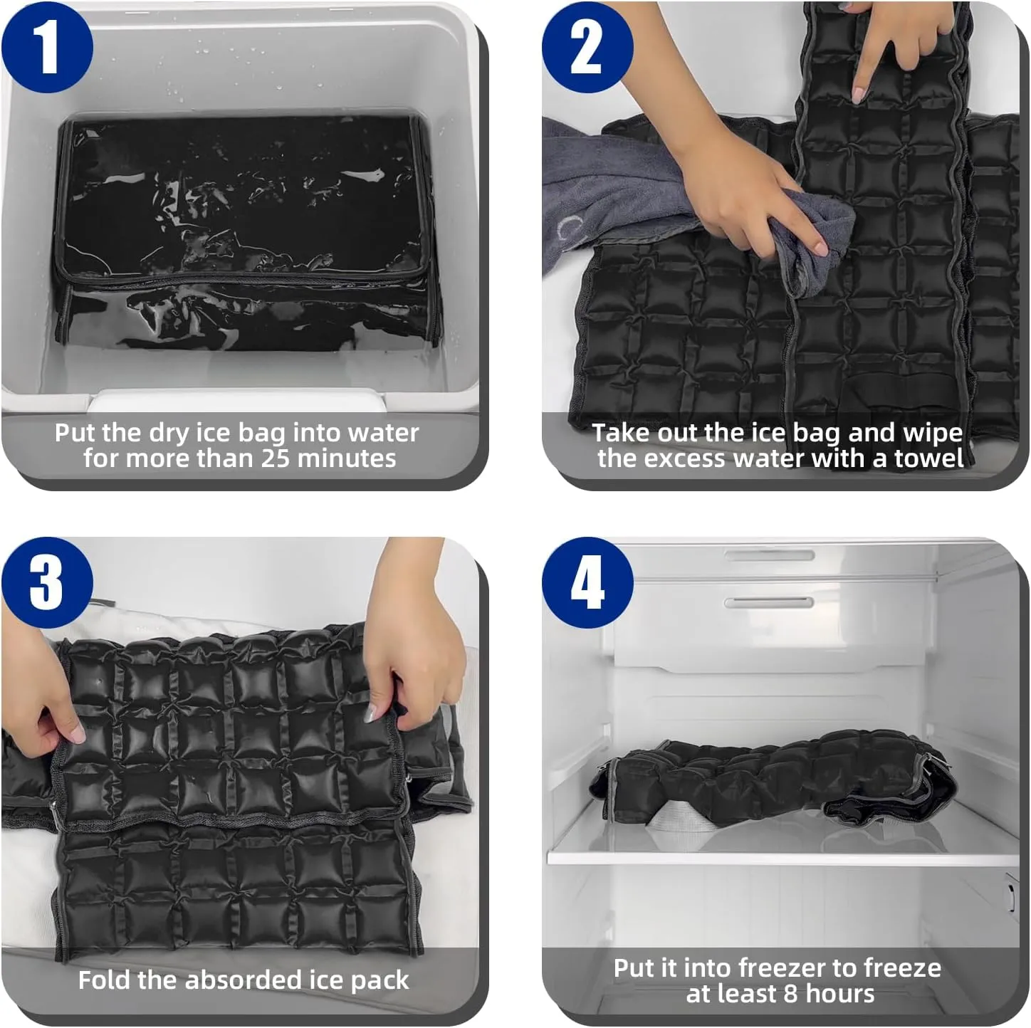 Water-Activated Freezable Cooler Bag, Reusable Super Absorbent Ice Pack for Long-Lasting Cold Storage, Camping, Groceries & First Aid (Non-Gel Eco-Friendly)