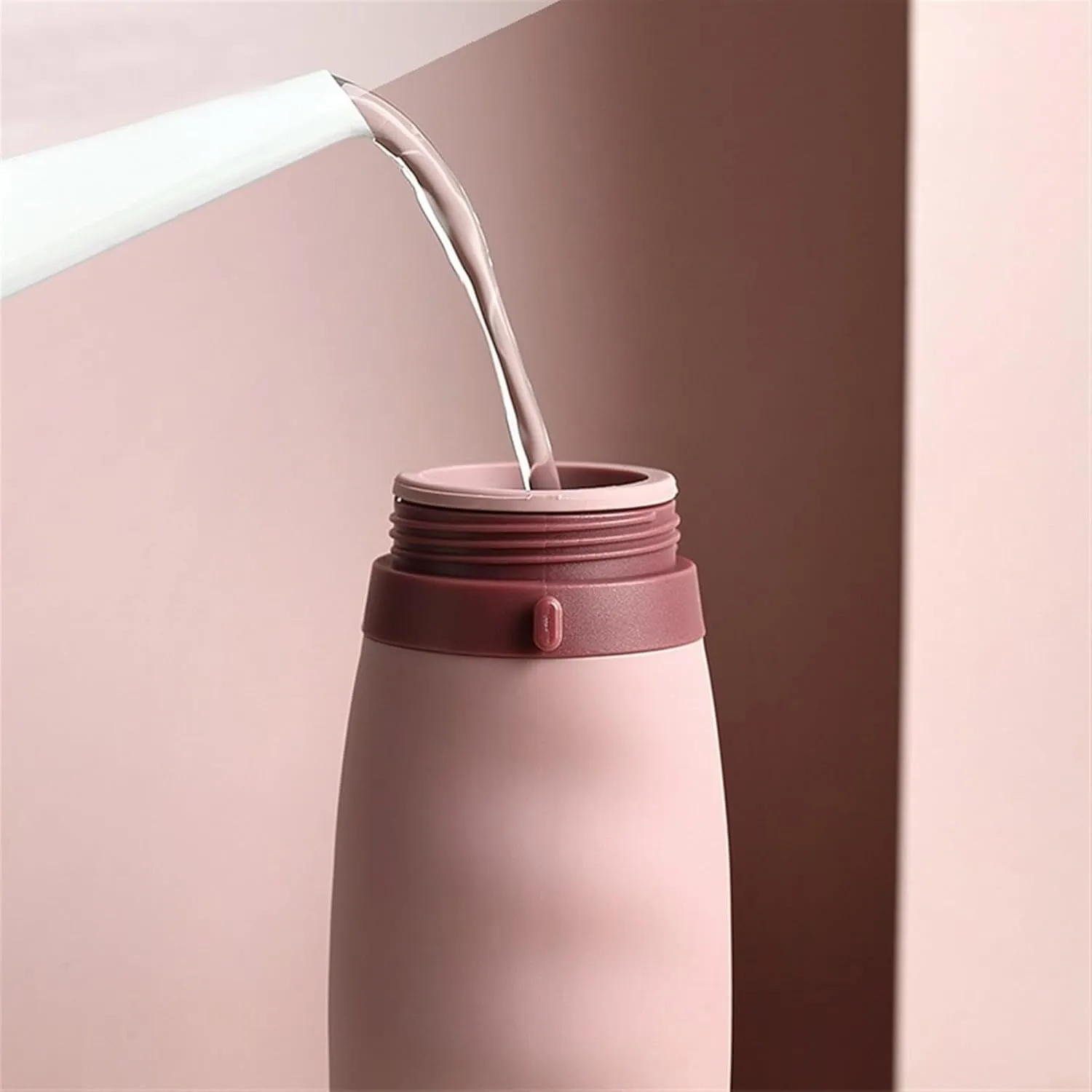 Water Bottle Portable Water Bottle Sports Water Cup Silicone Water Bottles Collapsible Travel Kettle Water Cups Folding Cup(Pink)
