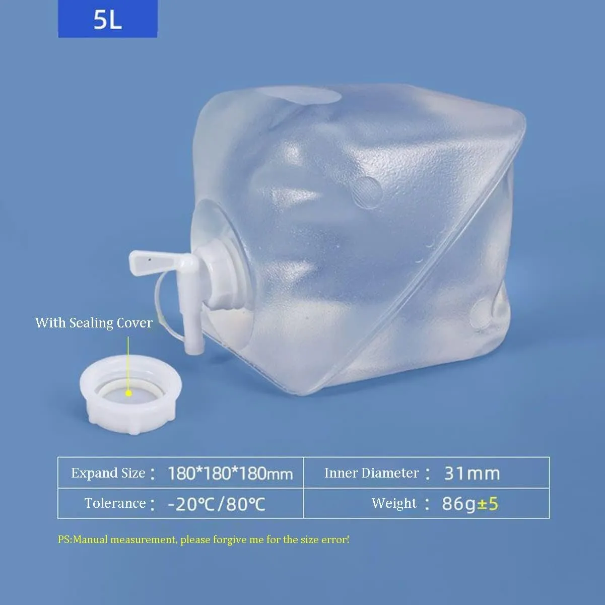 Water Container,Camping Water containers, 3PCS Collapsible Water Storage Containers5L/10L/20L Camping Water BucketPortable Folding Water JugEmergency Water Storage Bag for (Size : Mixed) (Size : 5L)