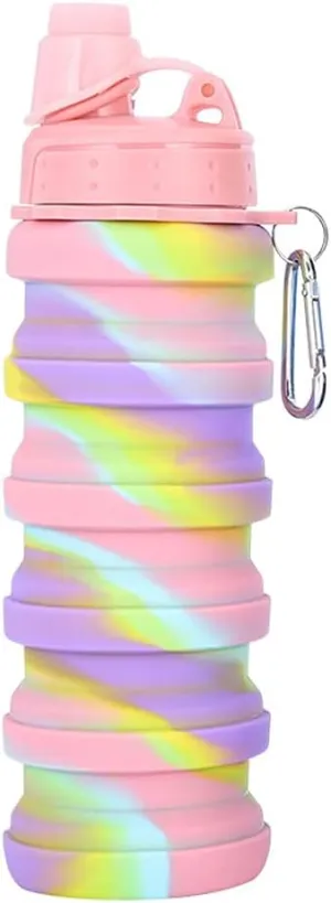 Water Jug Collapsible Water Bottle Portable Sports Water Bottle Silicone Jug Not Leaking for Travel Hiking Cycling Sports Sport Bottle (Color : Pink)