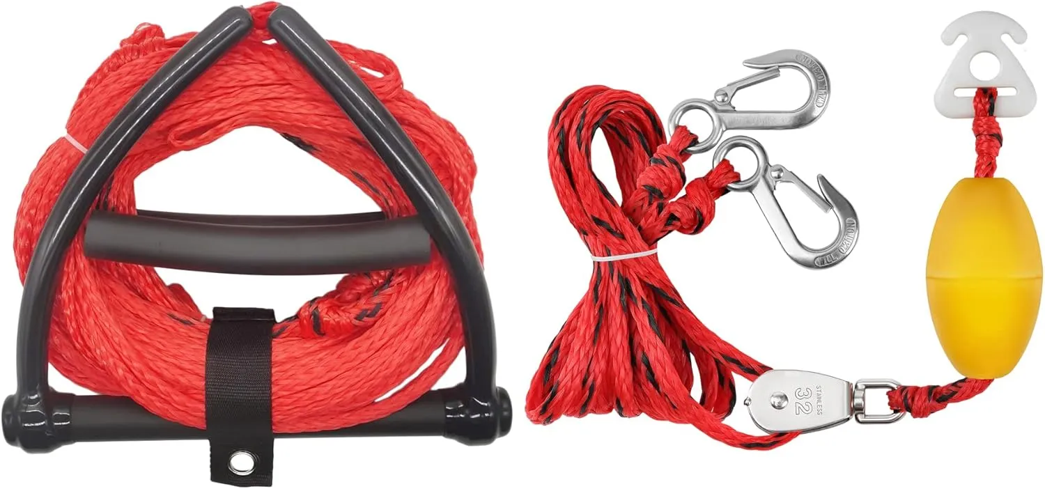 Water Ski Rope 75 ft 4 Sections with Self Centering Boat Tow Harness 12 ft