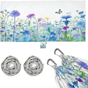 Watercolor Flowers Butterflies Camping Hammock, Single Portable Hammocks with Tree Straps & Attached Carry Bag, 330Lbs Capacity Perfect for Outside Indoor Hiking Beach Backpack Travel