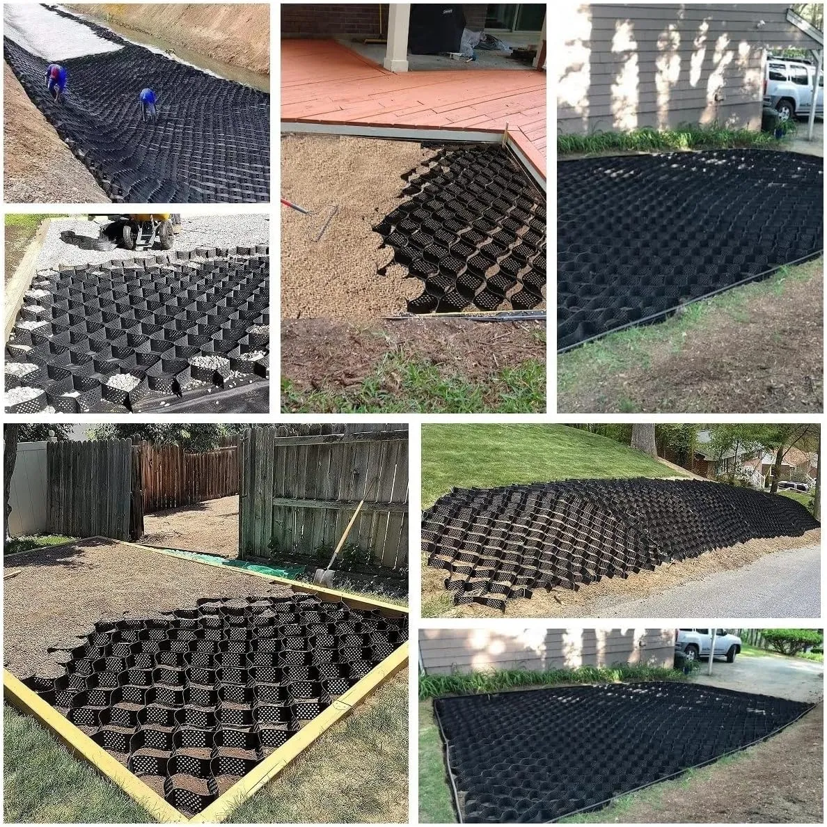 WDJBPSH Permeable Pavers for Gravel Driveway, 2inch Deep Honeycomb Pavement Base Support Geogrid, Ground Grid for Camper Pad/Plastic Shed/Incline/Soil Steep Grade(3.2x10ft)