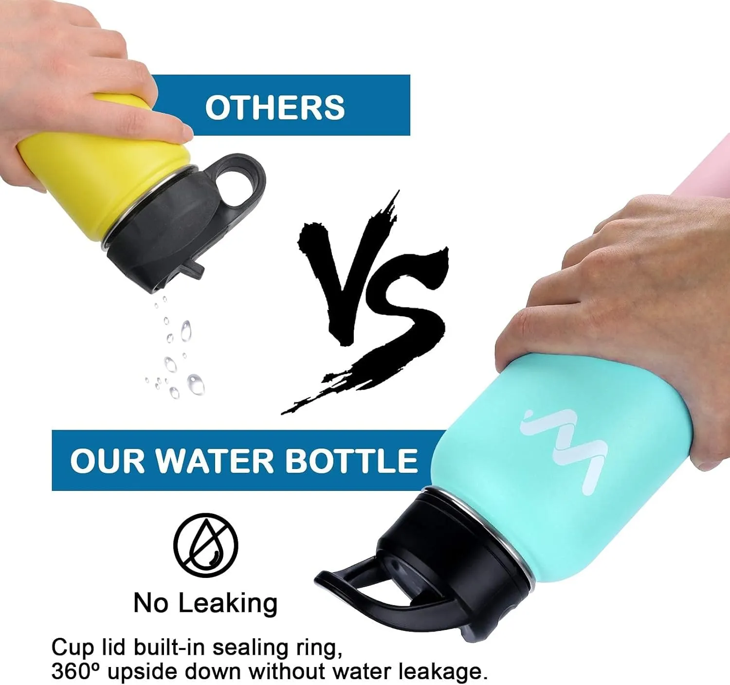 WEREWOLVES Insulated Water Bottle With Paracord Handles & Strap & Straw Lid & Spout Lid,Reusable Wide Mouth Vacuum Stainless Steel Water Bottle for Adults 24 oz, 32 oz, 40 oz