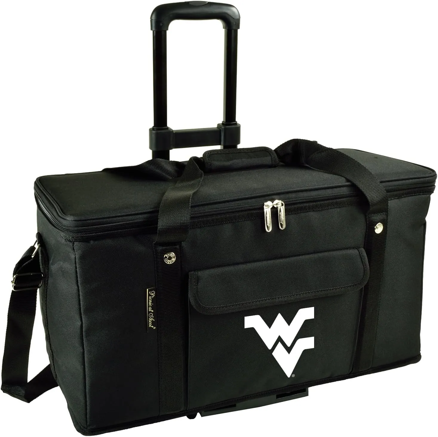West Virgina University Mountaineers Travel Picnic Cooler with Wheels- 64 Can Capacity- Collapsible Leakproof Cooler- Designed & Quality Approved in The USA