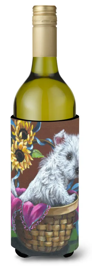 Westie Zoe and Sunflowers Wine Bottle Hugger PPP3236LITERK