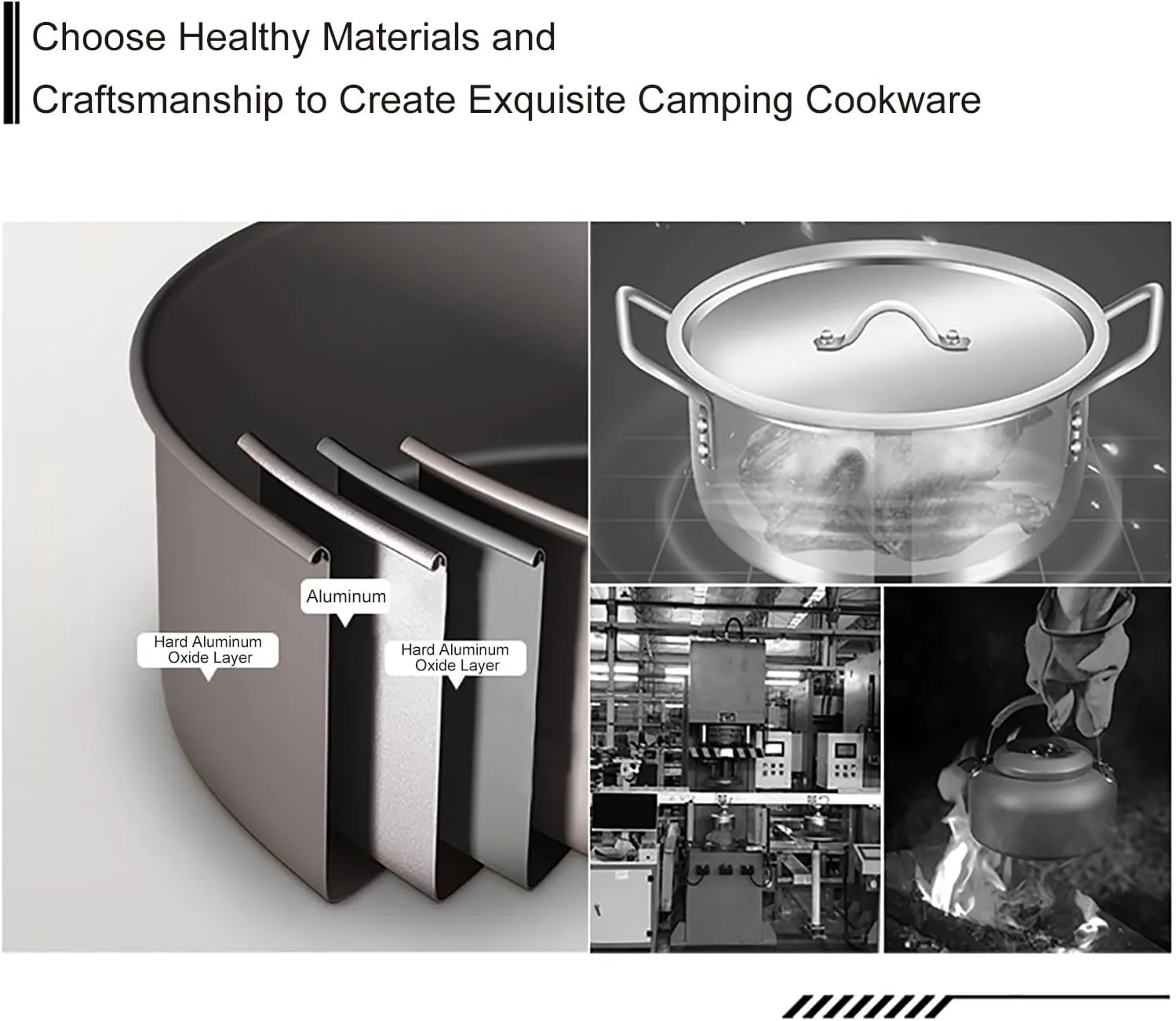 WHYATT Camping Cookware, Non-Stick Lightweight Camping Pot and Fry Pan Set for Camping, Backpacking, Outdoor Cooking and Picnic