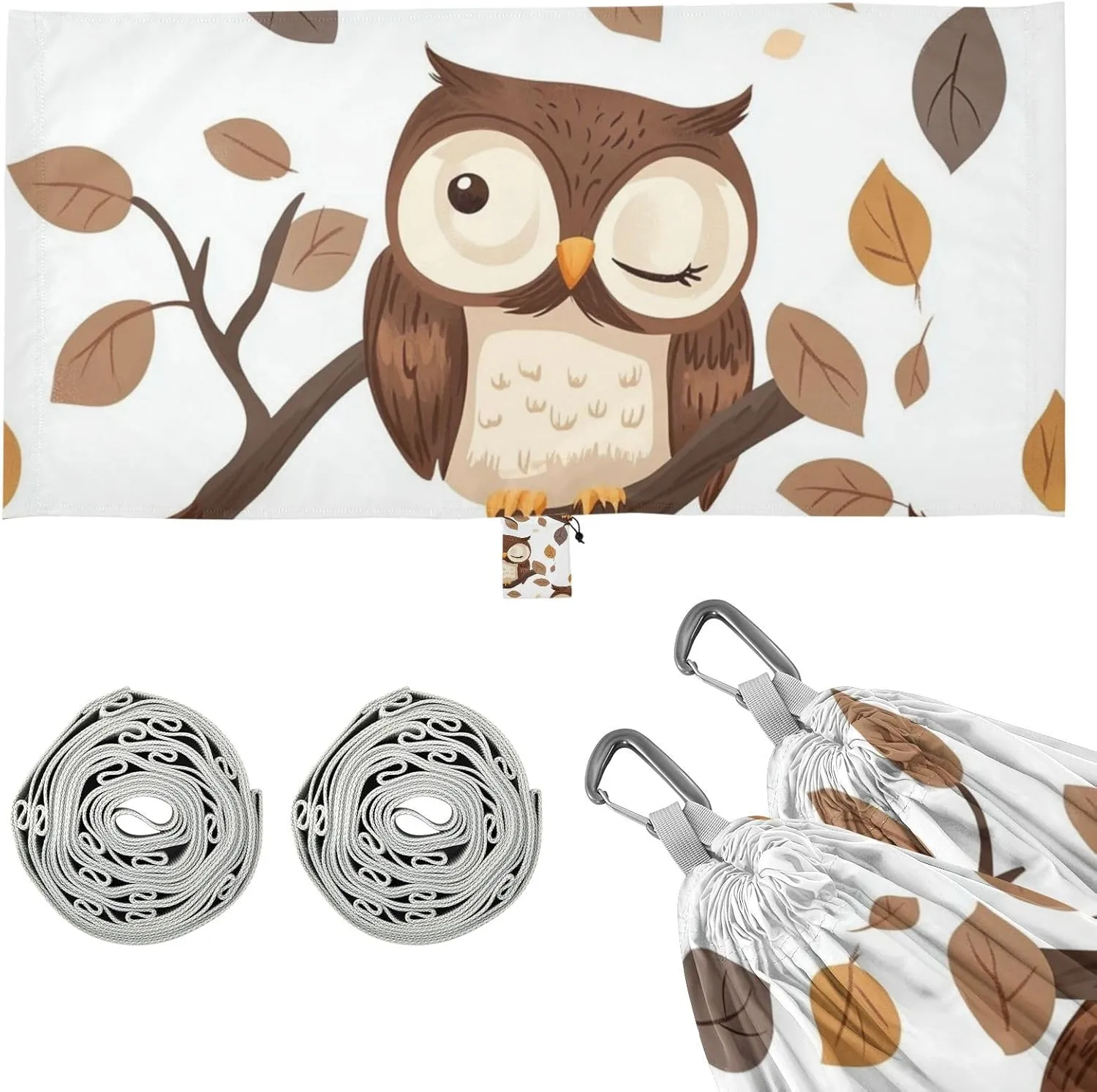 Wild Beige Owl Cute Camping Hammocks Indoor Hammock for Indoor Outdoor Patio