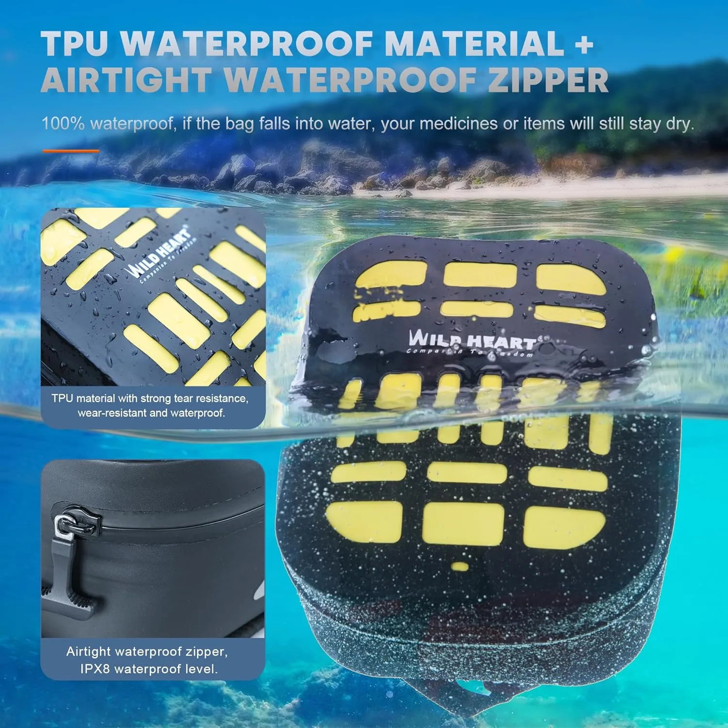 WILD HEART Gifts for Dad Outdoor Aid Kit Multifunctional Pouch, Tactical Trauma Bag for Camping Home Motocycle Hiking Hunting (Hollow Yellow)