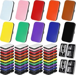 WILLBOND 50 Sets Manicure Set Bulk for Women, 8 in 1 Nail Clippers Kit with Travel Case, Nail Care Kit Stainless Steel Pedicure Grooming Tools for Family(Classic Style)