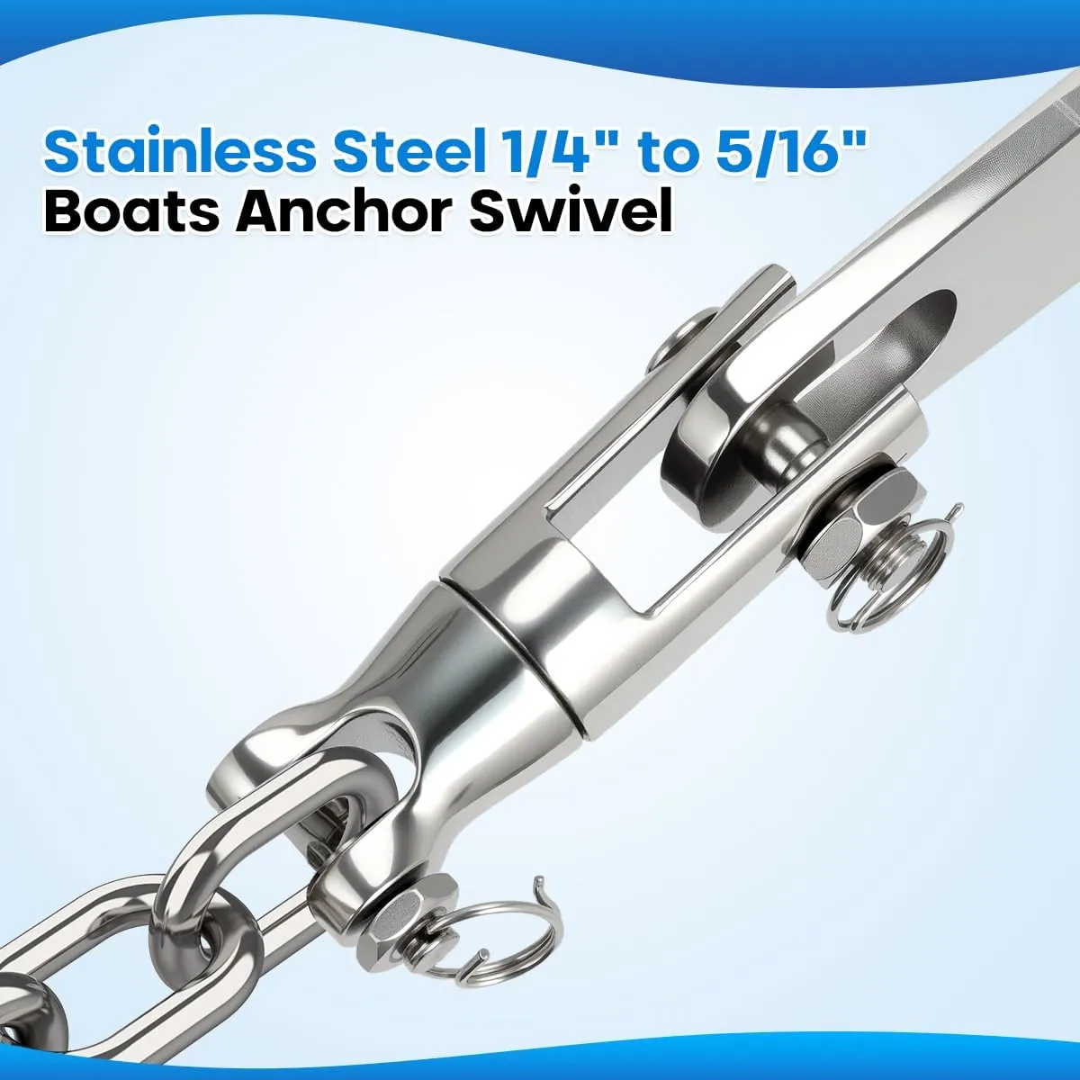 Windlass Anchor Rode - Rope/Chain, 1/2 Anchor Rope/line with 1/4 Anchor Chain and Swivel Connector, G4 316 Stainless Steel Short-Link Marine Chain with 3-Strand Nylon Rope