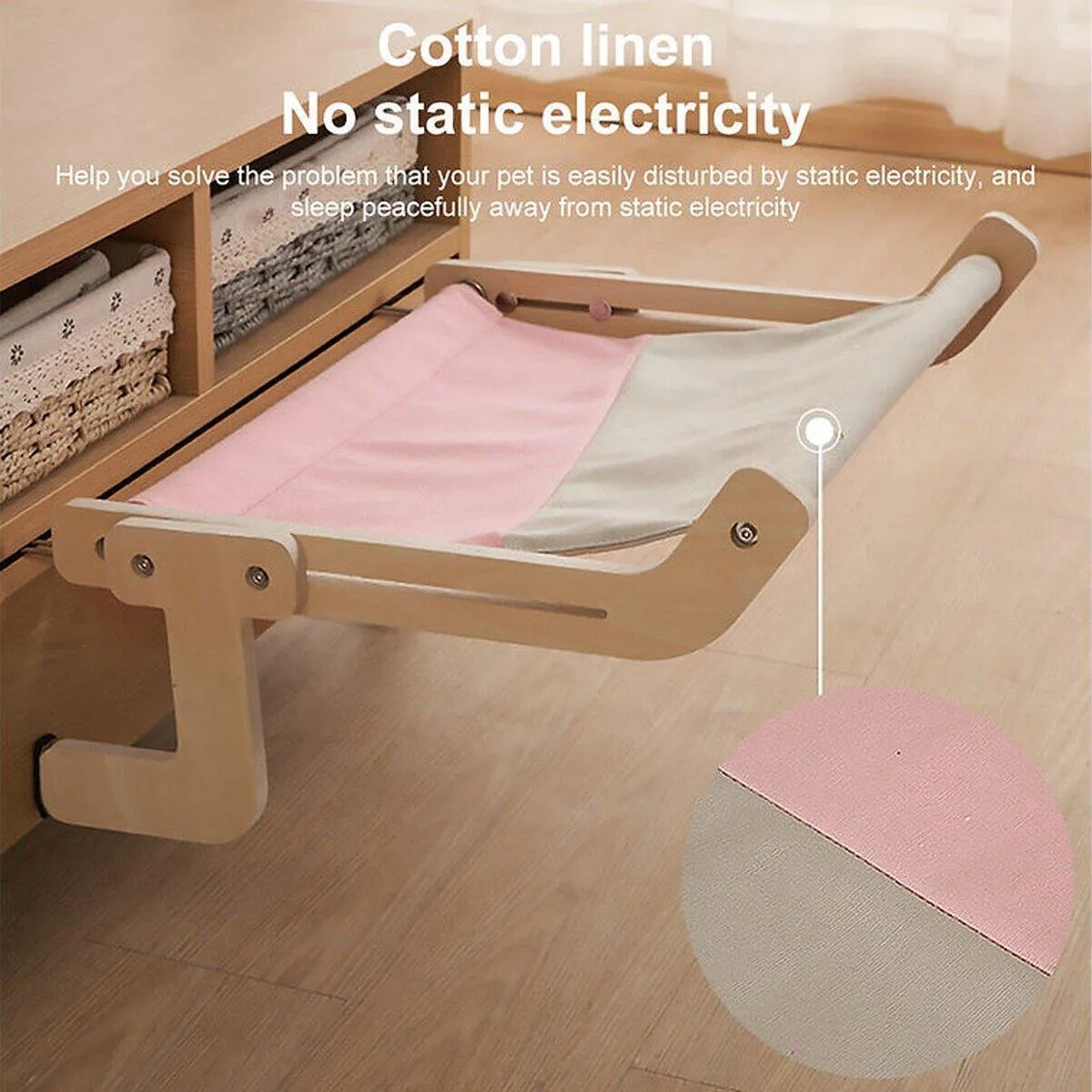 Window Hanging Cat Hammock Solid Wood Sun Bed Nest for All Seasons Durable