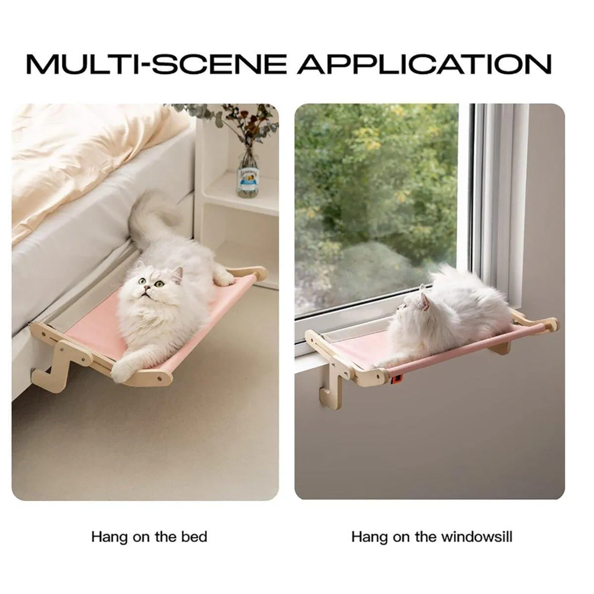 Window Hanging Cat Hammock Solid Wood Sun Bed Nest for All Seasons Durable
