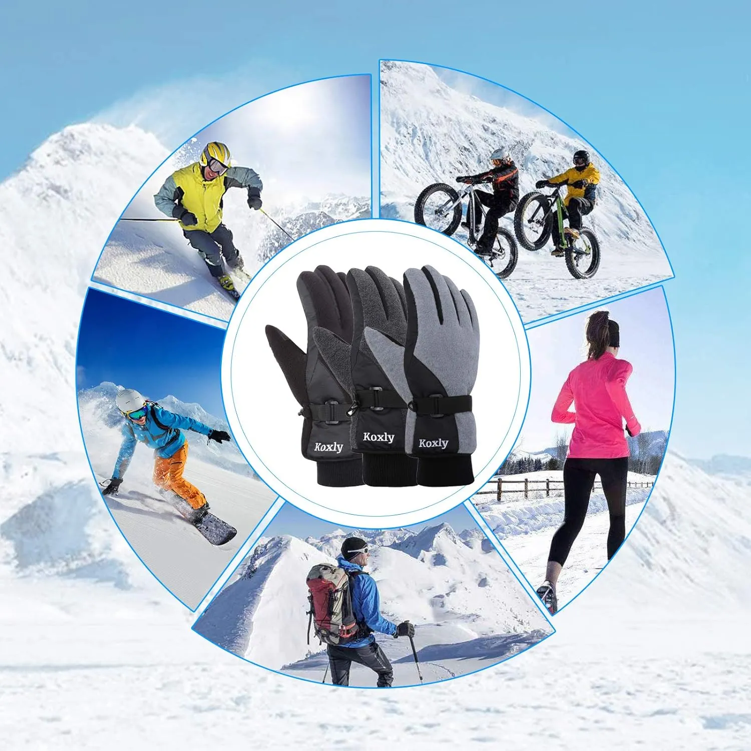 Winter Gloves Waterproof Windproof 3M Insulated Gloves 3 Fingers Dual-layer Touchscreen Gloves for Men and Women