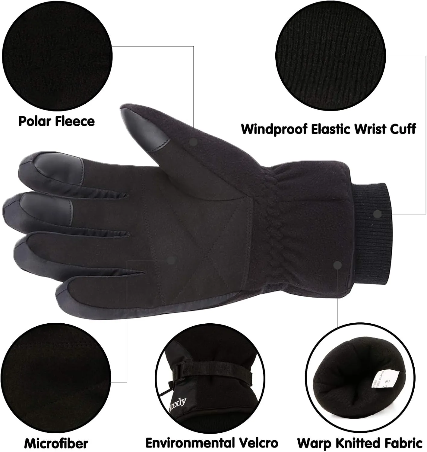 Winter Gloves Waterproof Windproof 3M Insulated Gloves 3 Fingers Dual-layer Touchscreen Gloves for Men and Women