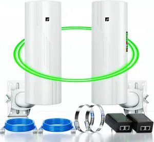 Wireless Bridge Point to Point Outdoor WiFi, Wireless Network Expansion Kit, Long Range High Speed 5G | 2 Units Bridge Kit Complete Pre-Configured - P2P Long Range (2Pack)