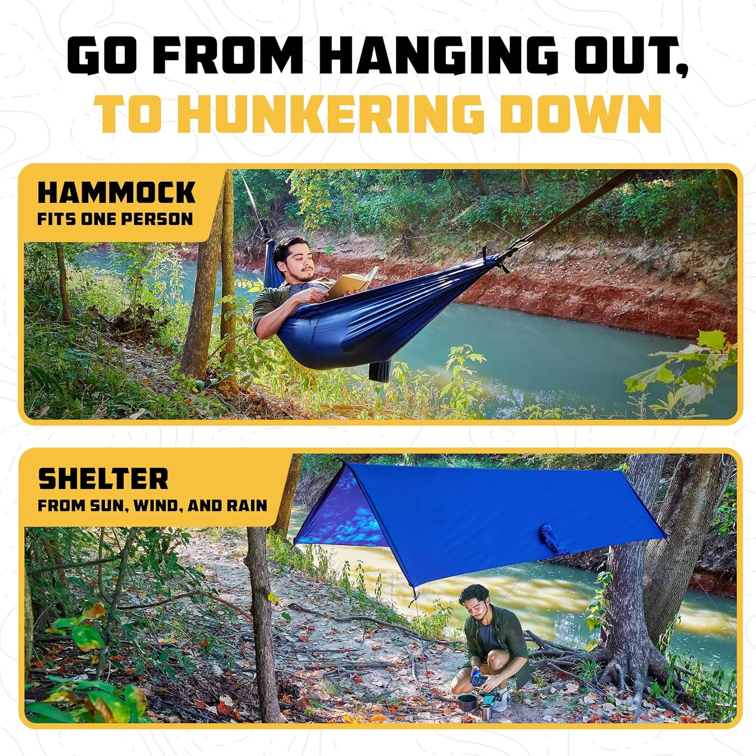 Wise Owl Outfitters Hammock for Camping Hammocks Gear for The Outdoors Backpacking Survival or Travel - Portable Lightweight Parachute Nylon - Up to 500lbs