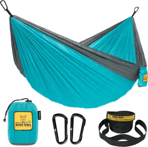 Wise Owl Outfitters Hammock for Camping Hammocks Gear for The Outdoors Backpacking Survival or Travel - Portable Lightweight Parachute Nylon - Up to 500lbs