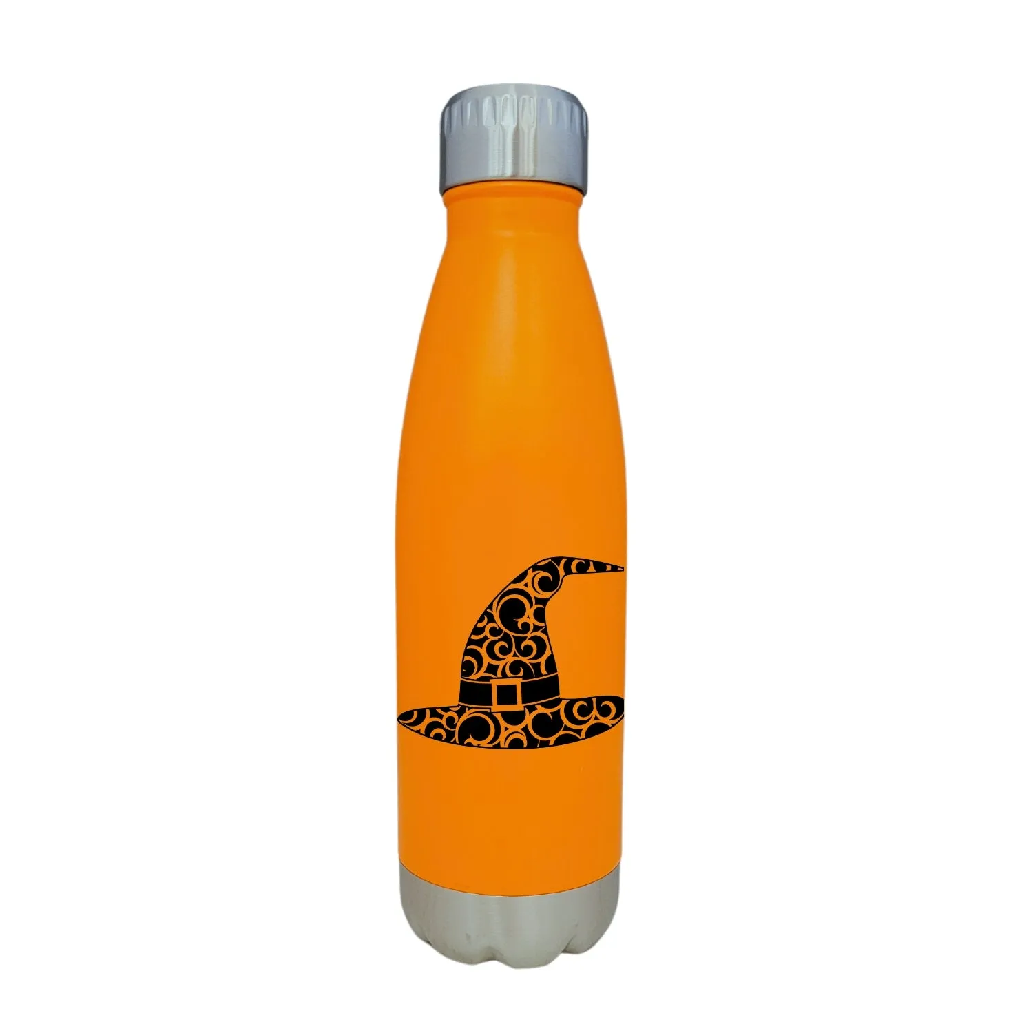 Witch Hat Flourish Design Halloween Orange 17oz Water Bottle LA5144
