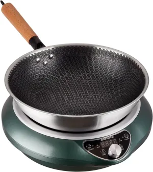 Wok Induction Cooktop 1700W 120V Wok Burner Induction Curved Electric Stove Hot Plate Frying Evenly