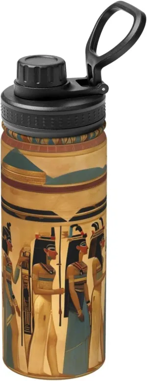 women in ancient egypt 18 oz Sports Insulated Stainless Steel Water Bottle - Robust 304 Steel and Double-Layer Insulation, Ideal for Outdoor Sports