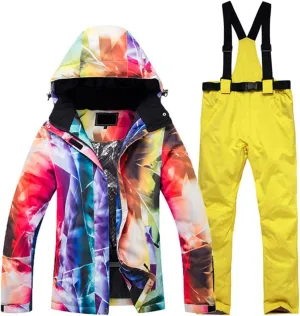 Women Outdoor Thick Warm Ski Suit Waterproof Windproof Skiing and Snowboarding Jacket Pants Set Snow Wear