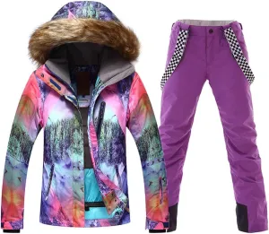 Women Snowboard Suit Waterproof Windproof Ski Jacket and Pant