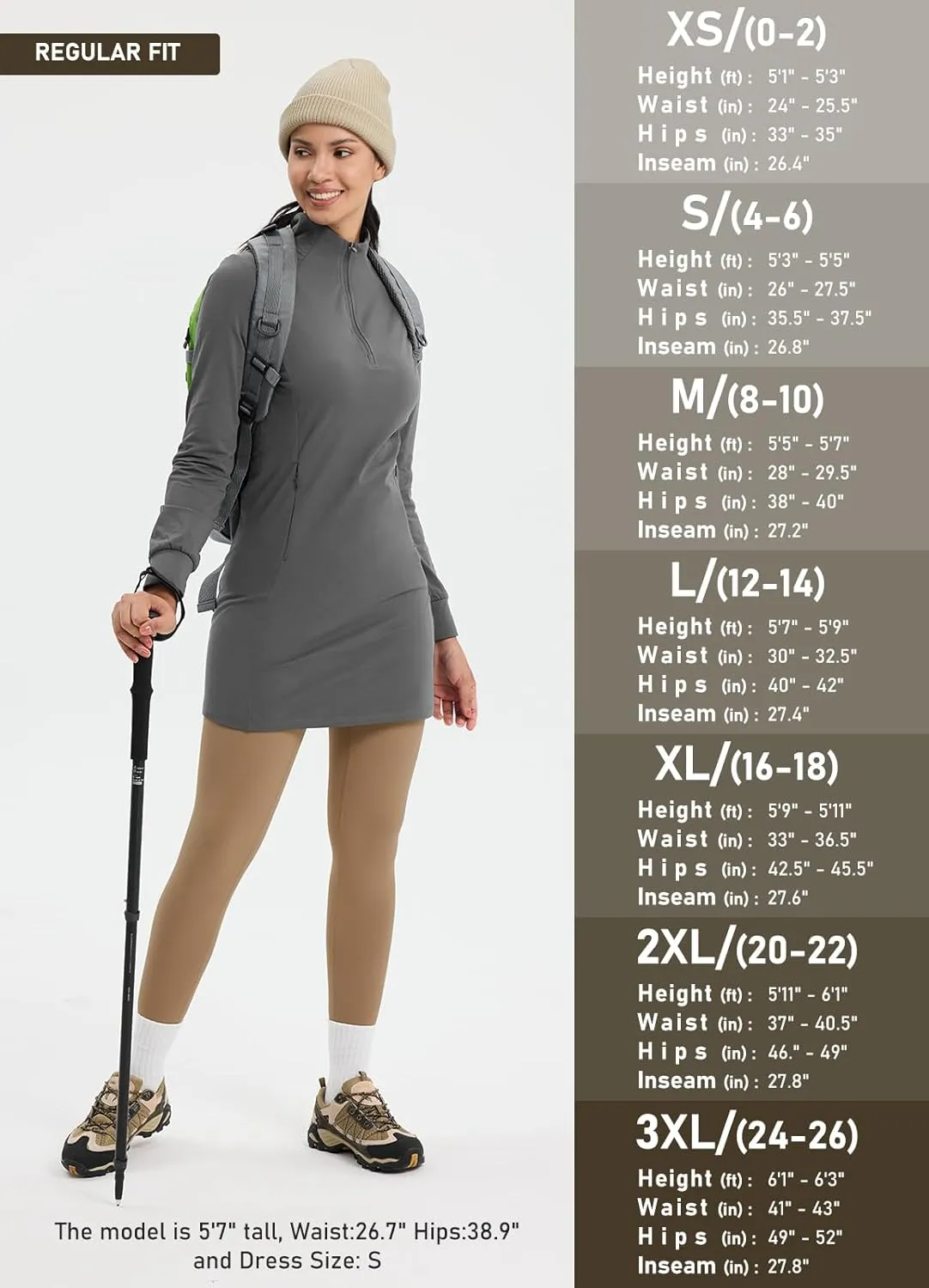 Women's 27" High Waisted Hiking Leggings with Zipper Pockets Tummy Control Workout Running Yoga Cargo Pants
