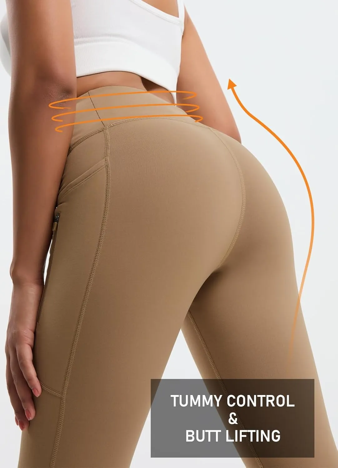 Women's 27" High Waisted Hiking Leggings with Zipper Pockets Tummy Control Workout Running Yoga Cargo Pants