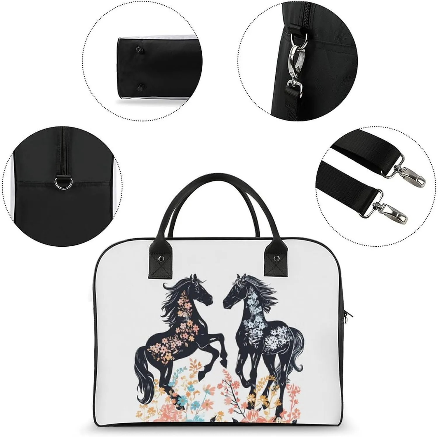 Women's Bag Animal Print Double Slider Zipper Removable Shoulder Strap Travel Handbag