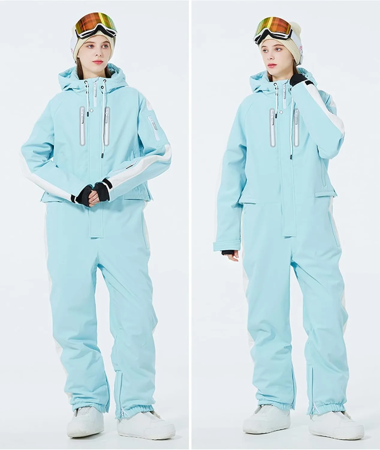 Womens One Piece Ski Suits Windproof Waterproof Jumpsuit Winter Snowsuits for Outdoor Sports