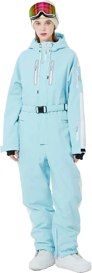 Womens One Piece Ski Suits Windproof Waterproof Jumpsuit Winter Snowsuits for Outdoor Sports