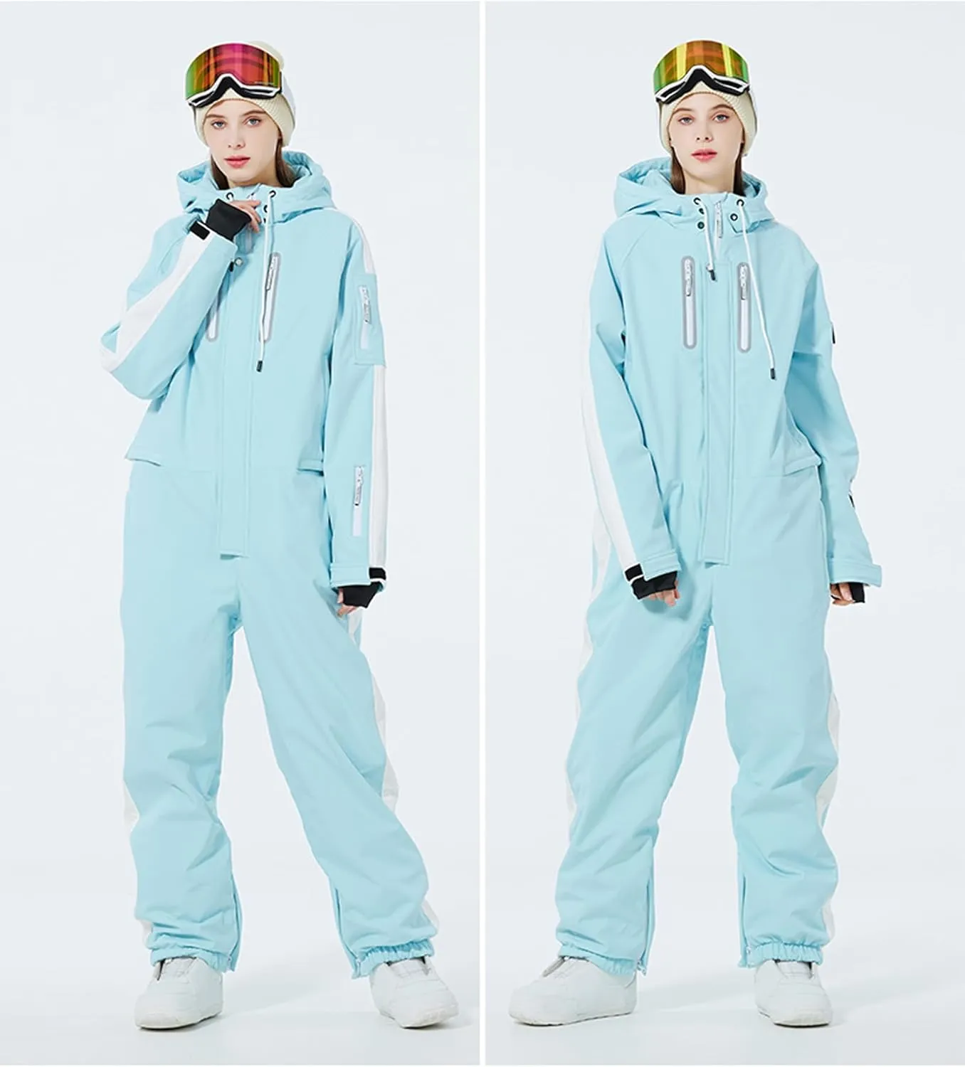 Womens One Piece Ski Suits Windproof Waterproof Jumpsuit Winter Snowsuits for Outdoor Sports