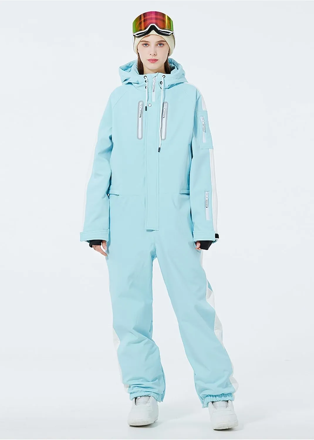 Womens One Piece Ski Suits Windproof Waterproof Jumpsuit Winter Snowsuits for Outdoor Sports