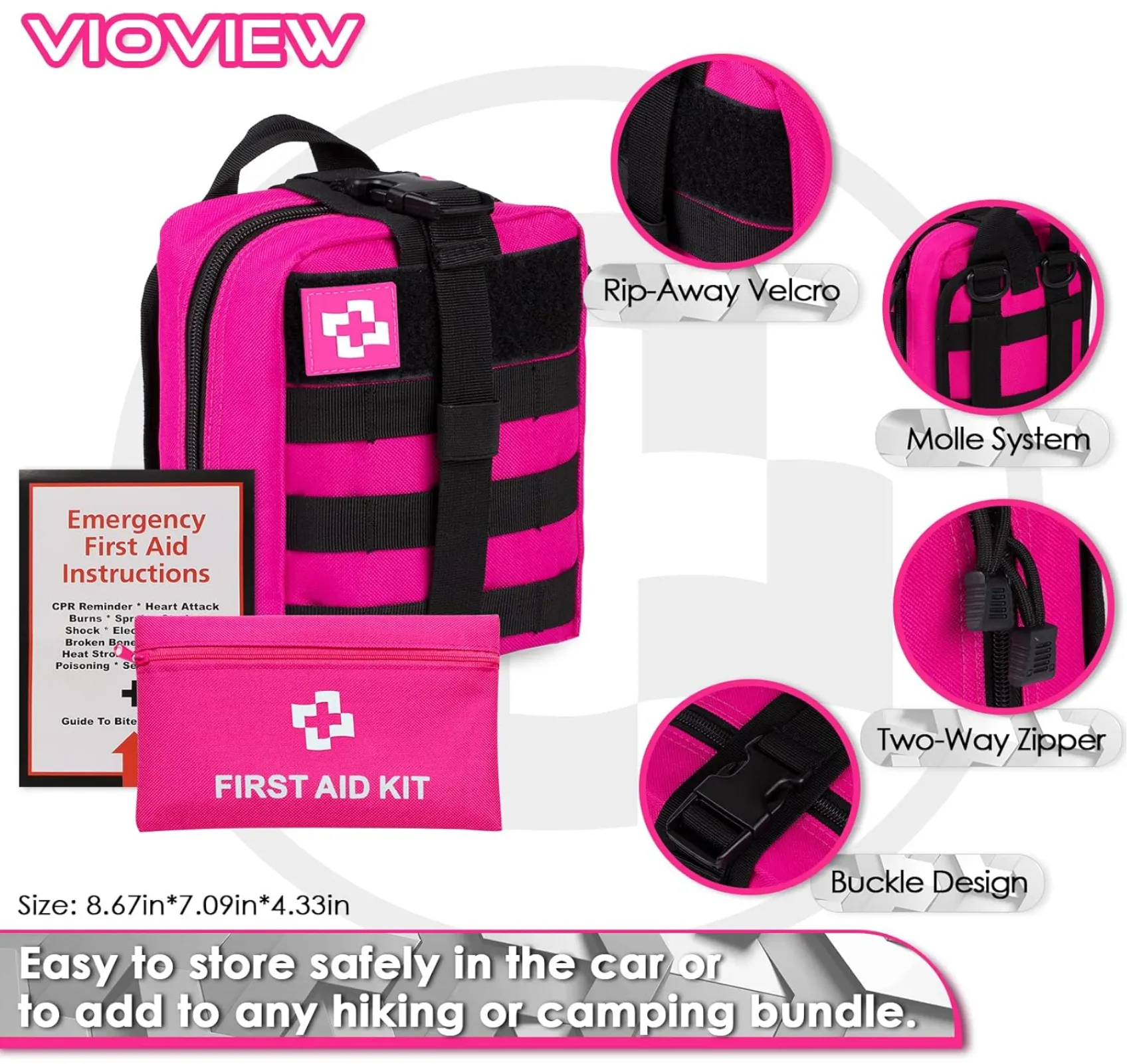 Women’s Pink Emergency Survival & First Aid Kit – Self Defense Gear with Tactical Molle Pouch, Emergency Tent, and Outdoor Survival Equipment for Hiking, Camping, and Adventure