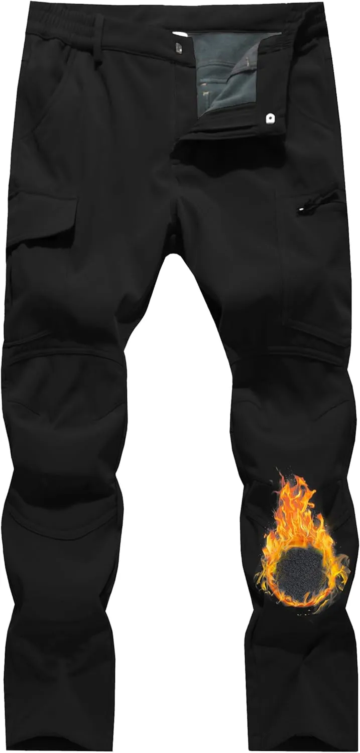 Women's Snow Ski Pants Fleece Lined Waterproof Softshell Insulated Winter Outdoor Hiking Cargo Pants