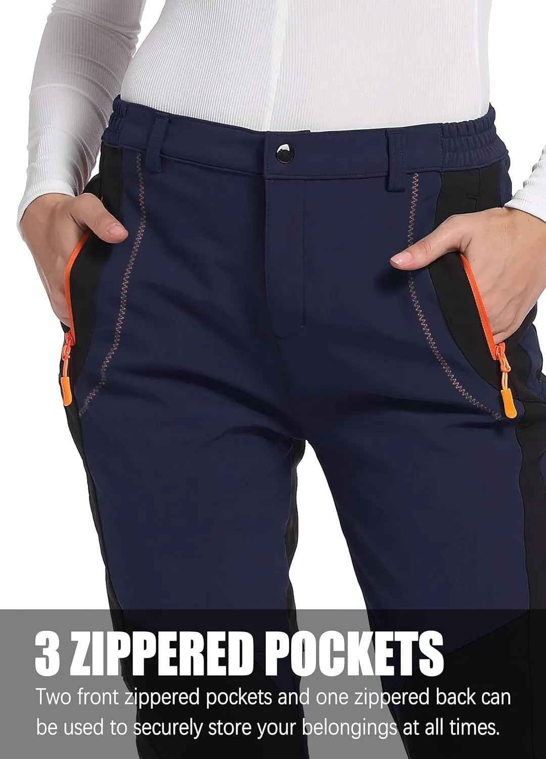 Women's Snow Ski Pants Fleece Lined Winter Outdoor Waterproof Insulated Warm Softshell Hiking Cargo Pants