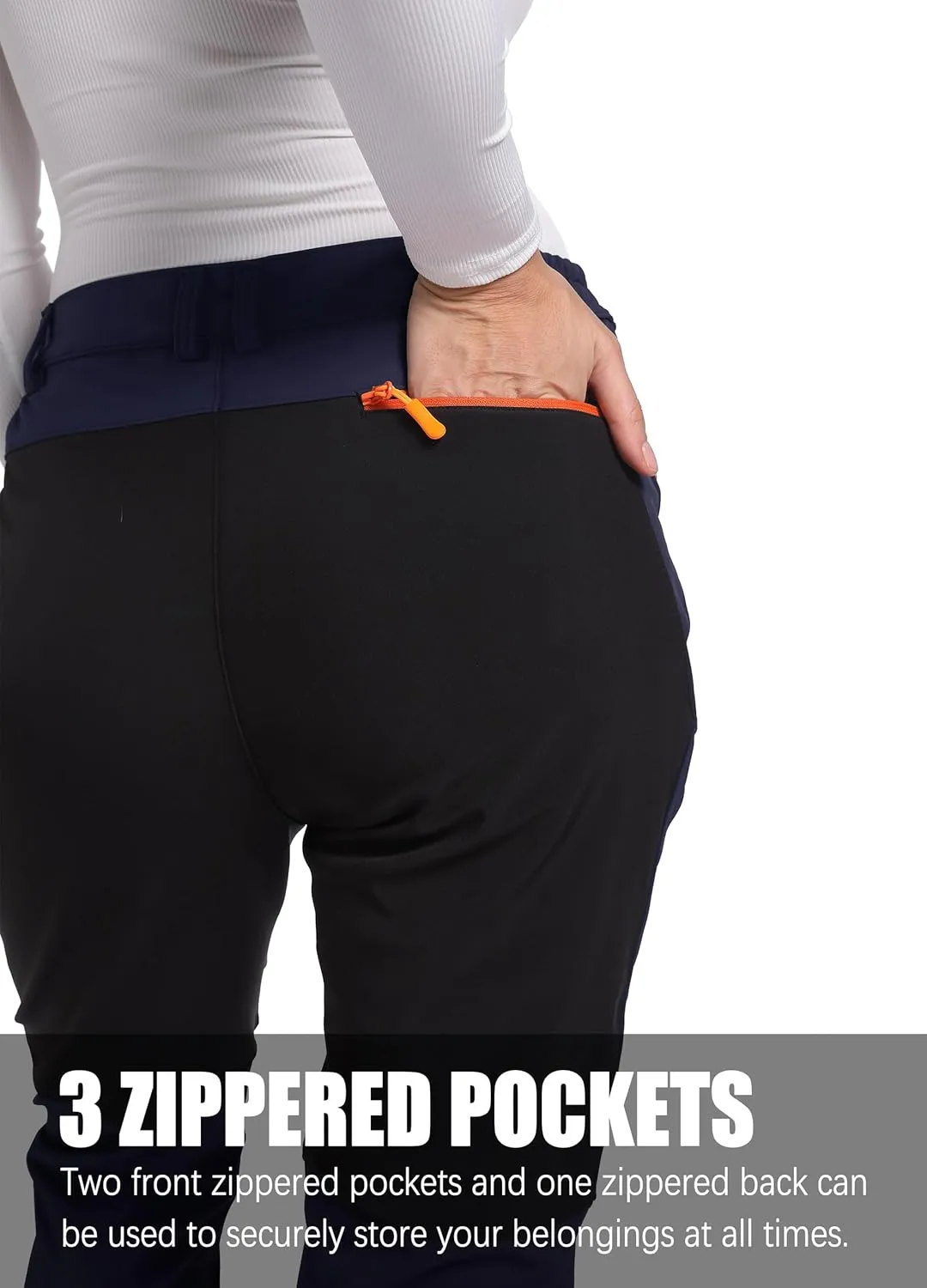 Women's Snow Ski Pants Fleece Lined Winter Outdoor Waterproof Insulated Warm Softshell Hiking Cargo Pants