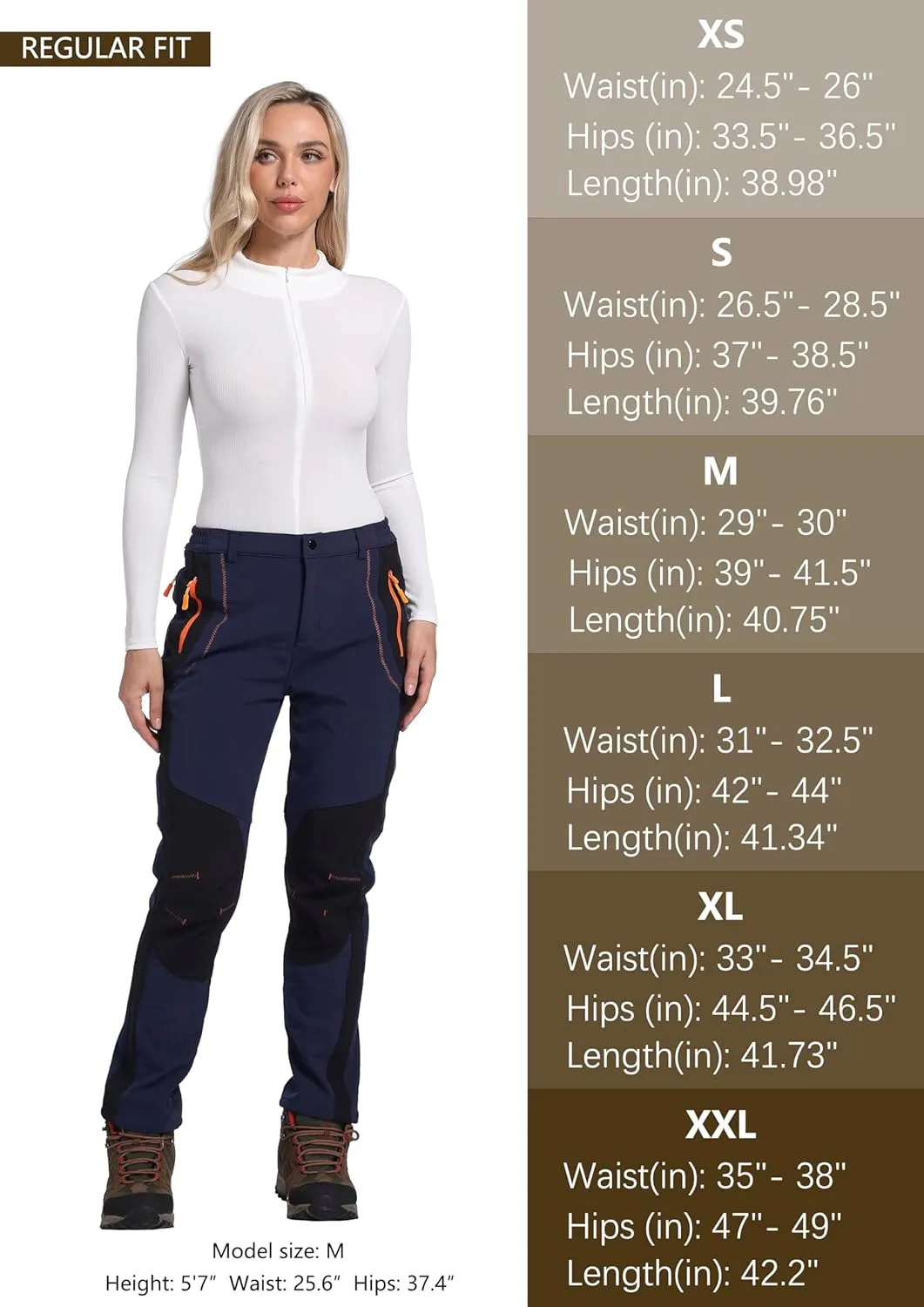 Women's Snow Ski Pants Fleece Lined Winter Outdoor Waterproof Insulated Warm Softshell Hiking Cargo Pants