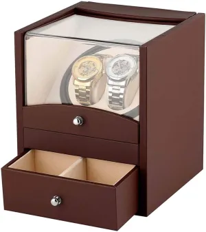 Wood Automatic Double Watch Winder Display Storage Box 2 2 Storage Winding Box Timepiece with Watch Winders 2 Holders Case Motor Box Shaker Machine