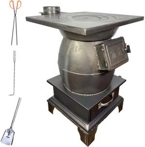 Wood stoves for Home Heating, Cast Iron Wood Burning Camping Stove, for Outdoor, Indoor, Villa, Tent, Shelter, Heating and Cooking (Size : 39x36x48.5cm)