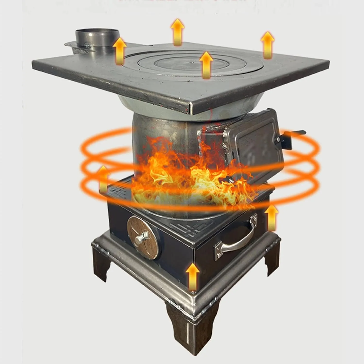Wood stoves for Home Heating, Cast Iron Wood Burning Camping Stove, for Outdoor, Indoor, Villa, Tent, Shelter, Heating and Cooking (Size : 39x36x48.5cm)