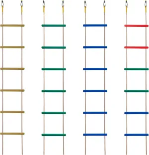 Wooden Climbing Rope Ladder for Kids: 6 - Foot - Long, 14 - inch - Wide, Sturdy, Durable, for Indoor/Outdoor Use, Good for Health, a Fantastic Gift (One Multicolored Set)