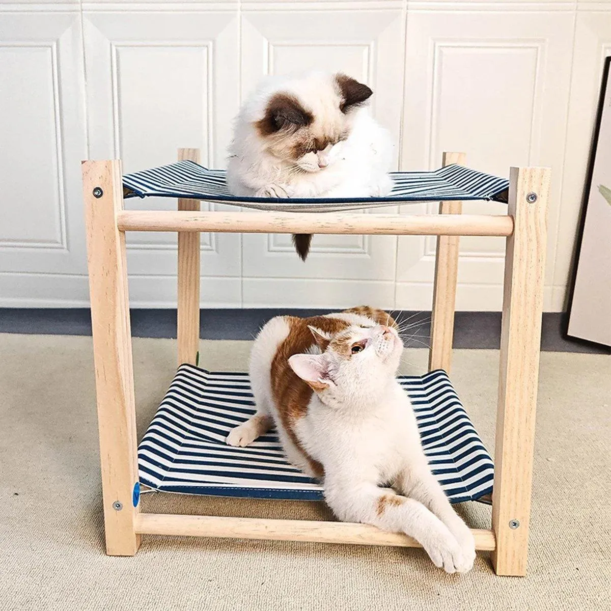 Wooden Pet Bed Breathable Bunk Bed for Cats Durable Cat Bed for Indoor Sleeping