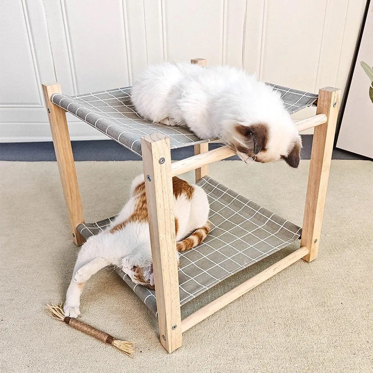 Wooden Pet Bed Breathable Bunk Bed for Cats Durable Cat Bed for Indoor Sleeping