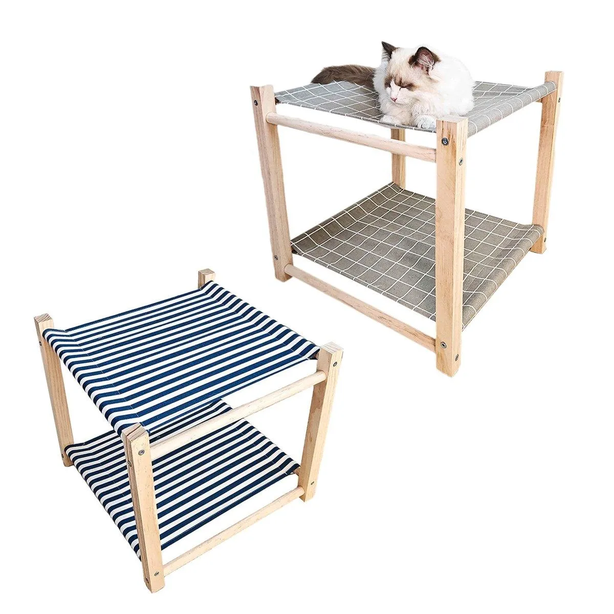 Wooden Pet Bed Breathable Bunk Bed for Cats Durable Cat Bed for Indoor Sleeping