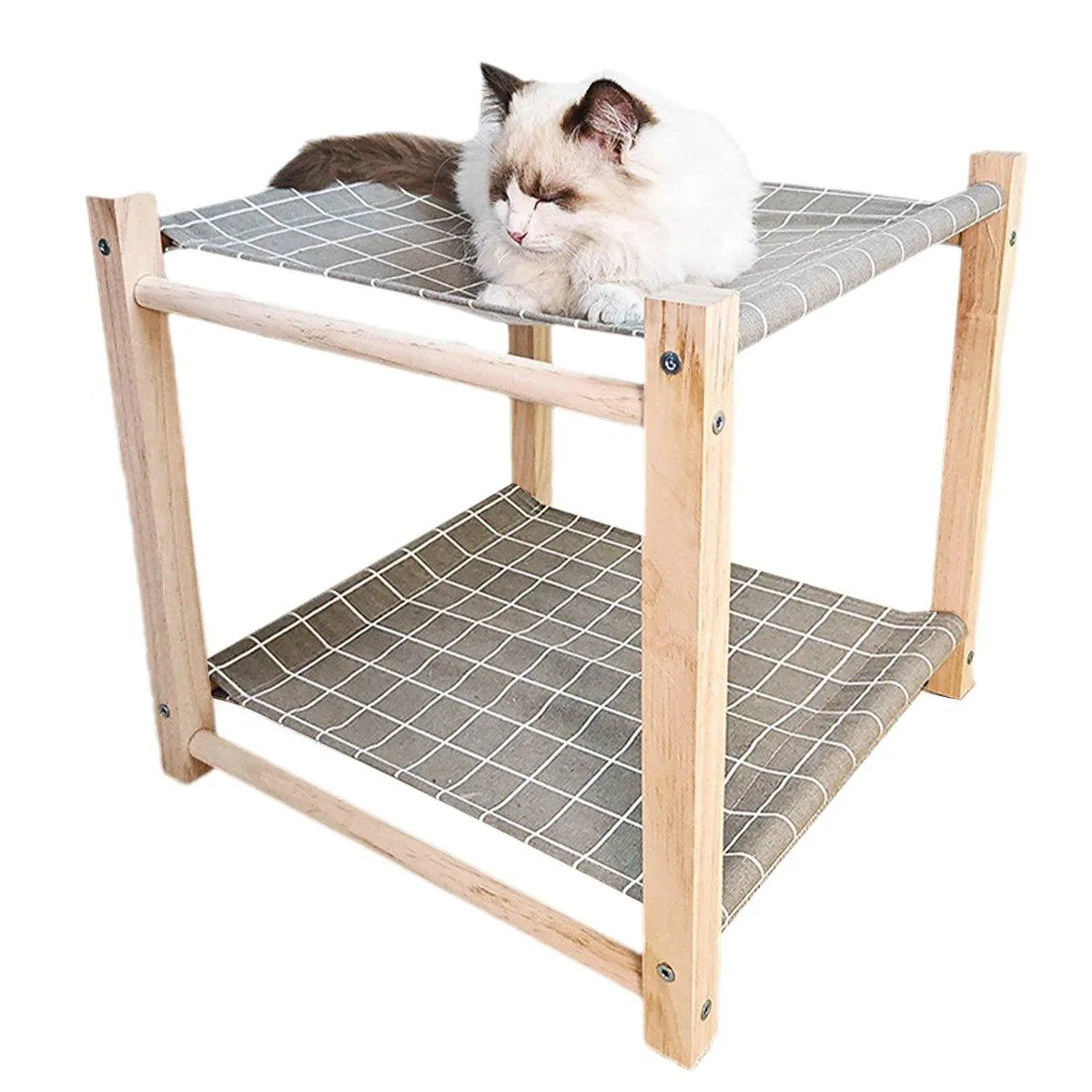 Wooden Pet Bed Breathable Bunk Bed for Cats Durable Cat Bed for Indoor Sleeping