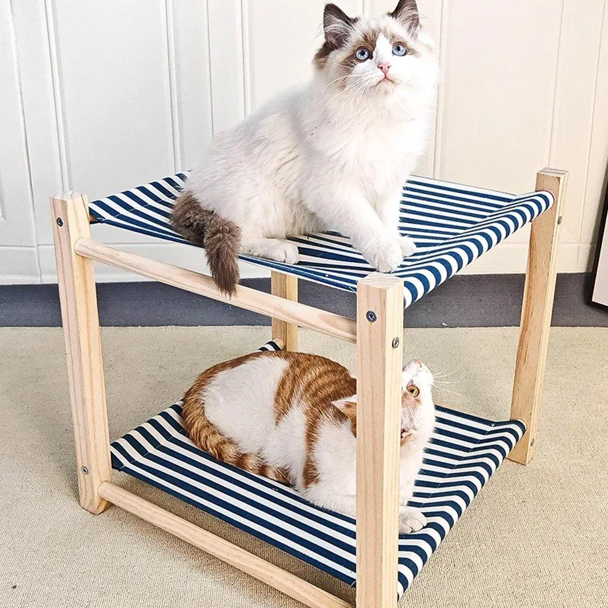 Wooden Pet Bed Breathable Bunk Bed for Cats Durable Cat Bed for Indoor Sleeping